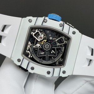 Luxury 35-03 Carbon Fiber Sports <b>Watch</b> Tonneau <b>Skeleton</b> Design White Rubber Strap Men's <b>Automatic</b> Mechanical <b>Watch</b> - Product Image 5