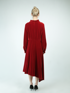 فستان سهرة أنيق مخملي سارويز كاجوال بياقة أنيقة منسدلة - Product Image 4