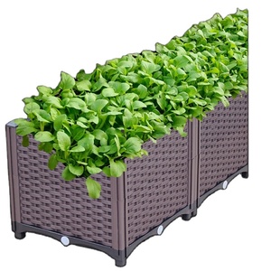 Jardinière surélevée en plastique durable, pot <span class=keywords><strong>de</strong></span> fleurs carré marron pour intérieur et extérieur, kit <span class=keywords><strong>de</strong></span> jardinière surélevée, bac <span class=keywords><strong>de</strong></span> plantation - Product Image 1