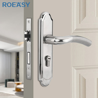Roeasy Ensemble de Poignée de Serrure de Porte en Bois, Verrou de Sécurité Moderne avec Corps de Serrure et Cylindres pour la Maison