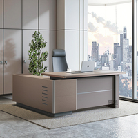 Ensemble de bureau et chaise de direction de luxe au design moderne haut de gamme avec panneau lumineux, style bois, bureaux de style professionnel