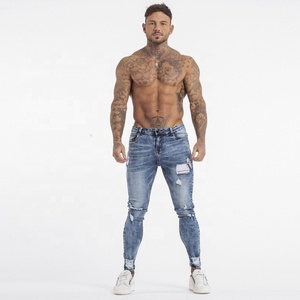 Gingtto Fade Blue Ripped Jeans Skinny Fit da uomo caviglia Fit abbigliamento uomo danni alla moda Jeans Super Fly pantaloni <span class=keywords><strong>Jens</strong></span> da uomo - Product Image 4