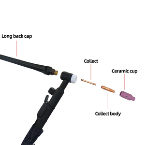 Torche TIG WP17FV à arc tungstène 2,5 m refroidie à l'air argon - Kit de torche à gaz à tête flexible avec accessoires pour soudage - Product Image 2