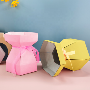 Cupcake Bouquet Custom Printed Hot Selling Manufacturer Fancy Candy Flowers Gift Floral 6 Cupcake Bouquet Boxes Cardboard Packaging With Ribbo