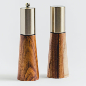 <strong>Christmas</strong> Gift Adjustable Acacia Wood Seasoning Bottle Spice <strong>Shaker</strong> <strong>and</strong> Golden Stainless Steel <strong>Salt</strong> <strong>and</strong> <strong>Pepper</strong> Grinder Mill - Product Image 1