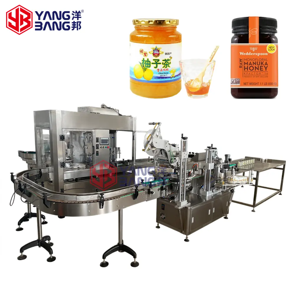 Máquina llenadora de mermelada de frutas, llenadora de crema calentada, equipo de procesamiento de miel con calefacción y embotelladora mezcladora