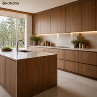 Cuisine haut de gamme de style italien pour projet de villa de luxe avec îlot en marbre et éclairage LED intégré