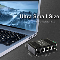 Mini Switch Ethernet Industrial de 4 Puertos 10/100/1000T 802.3at PoE + 1 Puerto 100/1000X SFP con Entrada de 12~48VDC