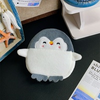 Prix d'usine – Porte-monnaie en peluche pingouin gris et blanc personnalisé, mignon, avec broderie de haute qualité, motif animal marin, pour enfants