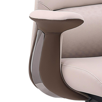 Chaise de bureau à dossier haut beige en silicone PU, chaise de bureau respirante avec dossier rembourré, accoudoirs, base en aluminium, chaise de direction pivotante