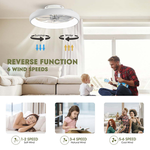 Thông minh hiện đại LED quạt trần với ánh sáng 20-inch 6 tốc độ gió điều khiển từ xa Dimmable trong nhà phẳng gắn kết cho phòng khách - Product Image 5