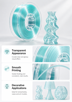 Filamento PLA Transparente al por Mayor, 1.75mm, Opciones Multicolor Cristalinas, Bobina de 1kg para Impresoras 3D FDM/FFF, para Lámparas LED