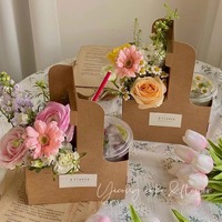 Boîte à fleurs en cuir de vachette pour sac à main, support de gobelet en papier, emballage pour arrangement floral