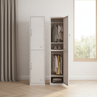 Armoire de rangement verticale en métal, double compartiment, verrouillable, en acier, design contemporain, gain de place, pour chambre à coucher