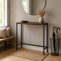 Meja Konsol Sempit Rustic Industrial untuk Ruang Tamu dengan Rangka Logam Hitam yang Kokoh
