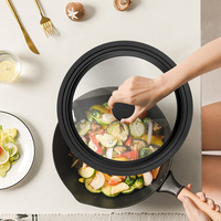 Couvercle universel en verre silicone pour casseroles, poêles et poêles de 7 à 9 pouces, couvercle en verre trempé avec évents à vapeur et poignée Cool-Touch
