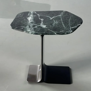 Bàn đá cẩm thạch hình không đều hiện đại với đế bằng thép không gỉ - Product Image 2