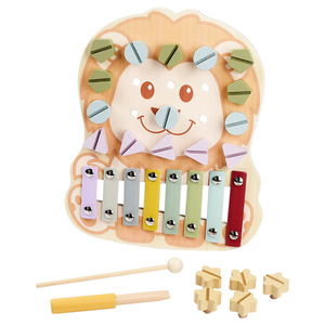 Jouet Puzzle à vis Montessori en bois avec xylophone pour enfants Apprentissage précoce Correspondance des formes et développement de la motricité fine - Product Image 1