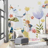 Étoiles préférées lune nuages blancs enfants mur Arts encre à base d'eau Papier Peint Mural pour bébé garçon fille papier peint pour chambre
