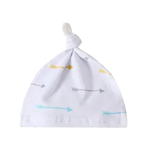 Chapéu de bebê recém-nascido de algodão, chapéu simples estampado de inverno quente bonito