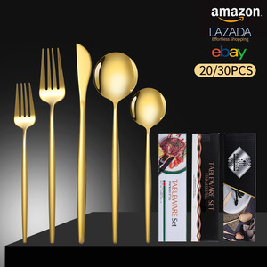 Stainless Steel Cutlery Set 30 Pieces Steak Knife <b>Dessert</b> Spoon Fork Mirror Polish Party Use - Product Image 4