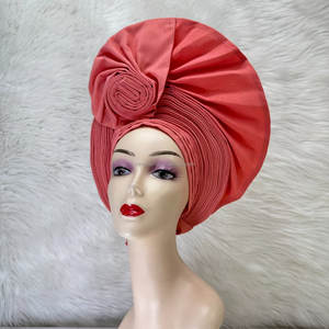 Pañuelo para la Cabeza Aso Oke Nigeriano Dorado para <span class=keywords><strong>Grupo</strong></span>, Alta Calidad, Tradicional, con Piedras y Cuentas, Pañuelo Africano Auto Gele - Product Image 4