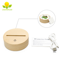 Support de lampe acrylique en bois de hêtre naturel de bonne qualité, interrupteur tactile USB, Base de lumière Led avec boîte à piles
