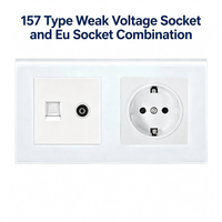 Enchufe de Pared de Doble Puerto, Estándar Europeo, Bajo Voltaje, con Panel de Vidrio Templado, 16A, PC, Bronce de Estaño-Fósforo