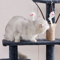 Tour à chat multi-niveaux en bois avec condo en peluche, hamac, centre d'activités, jouet en sisal, emballage en carton écologique