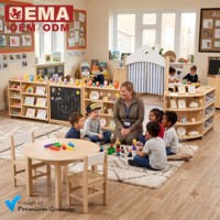 Table ronde en bois massif Montessori pour la maternelle, EMA OEM ODM, table d'apprentissage pour les jeux de dessin et d'artisanat en groupe pour les enfants