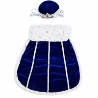 Ensemble de costumes pour chien roi et reine, costume royal pour animal de compagnie avec couronne et cape, cape pour chien en velours rouge avec col en fausse fourrure S M L