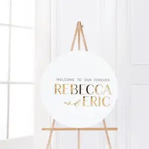 Customized 80cm Round Acrylic Board Wedding Welcome Sign Circle Baby Shower Engagement Sign Display