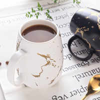 Tasse en céramique à motif marbre noir et blanc de luxe, grande tasse à café, mug en porcelaine, Xicaras De Porcelana, vaisselle à café