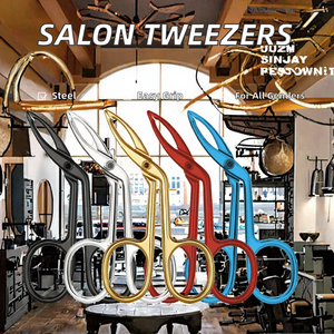 Pinzas portátiles de acero inoxidable para salón con mango de tijera fácil, pinzas para pestañas de Punta inclinada para hombres y mujeres con logotipo personalizado - Product Image 2