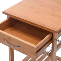 Chariot de cuisine en bois de bambou massif à 4 niveaux avec tiroir Solution de rangement pour la cuisine