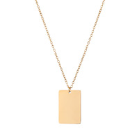Collier pendentif carré personnalisé en acier inoxydable plaqué or 18 carats, tendance unisexe, avec message et lettre gravée, idéal pour un cadeau