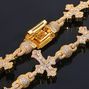 Vintage Jewelry Mixed <b>Set</b> T Square Zircon Cross Men's <b>Bracelet</b> Hip Hop Bead Chain Tanjing - Product Image 4