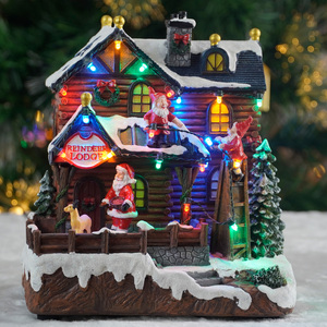 Grossiste en résine village de noël <span class=keywords><strong>d</strong></span>écorations de Noël cadeau de Noël avec lumière LED 8 chansons musicales et fonction mouvement - Product Image 3