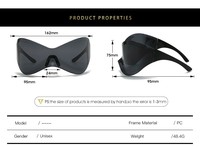 Lunettes de soleil Y2K argentées surdimensionnées style steampunk unisexe, hip-hop, streetwear, futuristes, mode, protection UV400