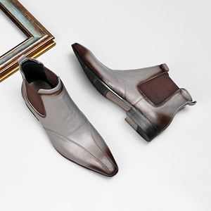 Botas Chelsea de Moda para Hombre, de Cuero Vacuno Negro Resistente, con Suela de Goma, Botas de Negocios de Cuero de Caña Alta - Product Image 4