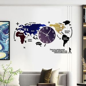 Big Creative Black Bản Đồ Thế Giới Văn Phòng Đồng Hồ Hiện Đại Acrylic Đầy Màu Sắc Trang Trí Nội Thất 3d Đồng Hồ Treo Tường Thiết Kế Nghệ Thuật Horloge Quà Tặng Độc Đáo - Product Image 3