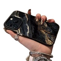 Coque de téléphone portable en TPU et PC avec impression de sable mouvant doré et argent électroplaqué pour iPhone 11 12 13 14 15 16 17 18 Pro Max