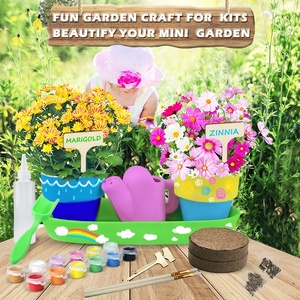 Kit de plantation pour enfants - Outils de dessin et de culture DIY avec mini pots de fleurs en céramique, arrosoir, 12 peintures, jouet cadeau pour enfants - Product Image 2