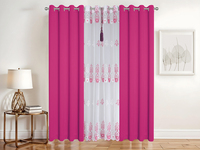 Rideaux occultants prêts à poser à double couche, style œillets, motif floral, voile de tulle pour la décoration intérieure