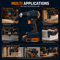 Kit de perceuse sans fil sans balais OEM ODM, outil électrique 65N.m sans balais avec batterie Li-ion 2.0Ah pour le travail du bois et la construction