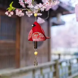 厂家价格最新中国新款传统日式树脂红鸟风铃大工艺品礼品