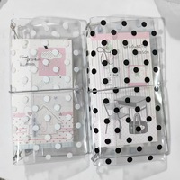 Carnet de voyage TN à pois avec fermeture éclair, motif goutte de pluie, avec sangle élastique et pochette de rangement transparente