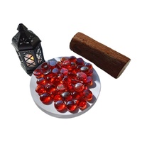 Perles de verre de feu lustre rouge de haute qualité 17*19mm galet de verre coloré rond et plat