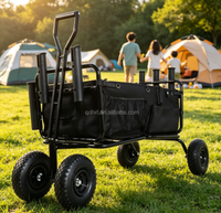 Chariot de plage pliable à plateforme robuste en acier, remorque de pêche pour les courses en extérieur