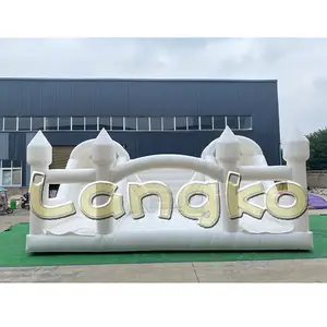 Commercial giant white bounce house double slide bouncy castle combo